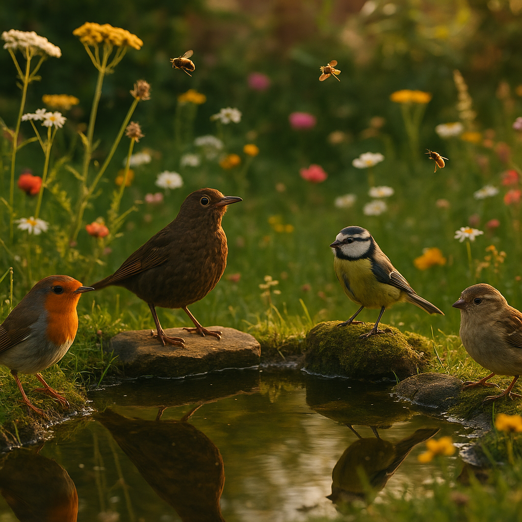 Small wildlife pond as part of rewilding your back garden
